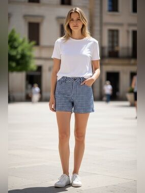 Tommy Hilfiger Blue & White Gingham women’s Check Chino Shorts